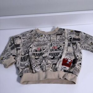 Kids Peanuts Snoopy Comic Strip Sweatshirt Crewneck Pullover Size 2T Retro Brown